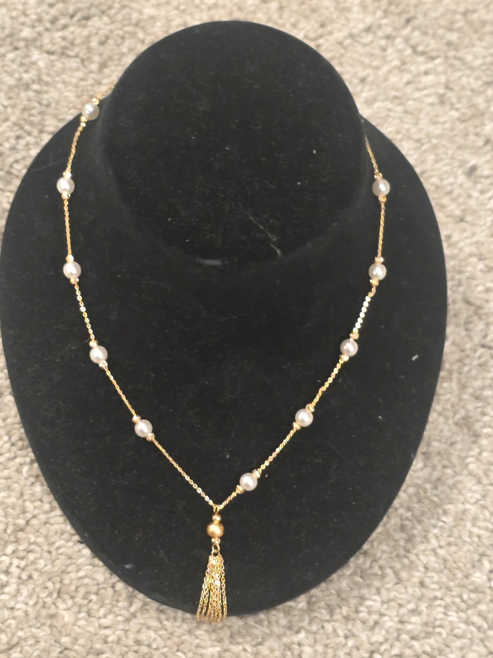 22kgp Dubai Gold Pearl Beaded Tassel Necklace - Women Jewelry
